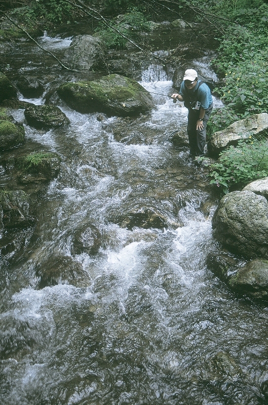 長者の森、相木川にて尺物岩名を狙う釣り師